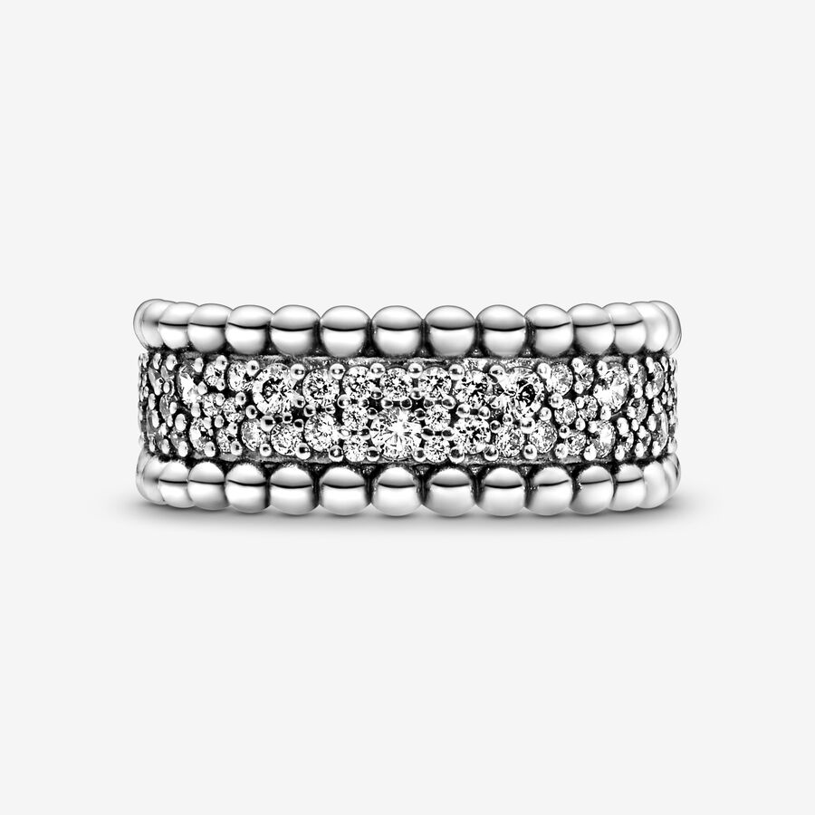 Bande Pandora Beaded Pave Argent | 0793-WVDQT