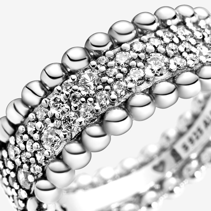 Bande Pandora Beaded Pave Argent | 0793-WVDQT