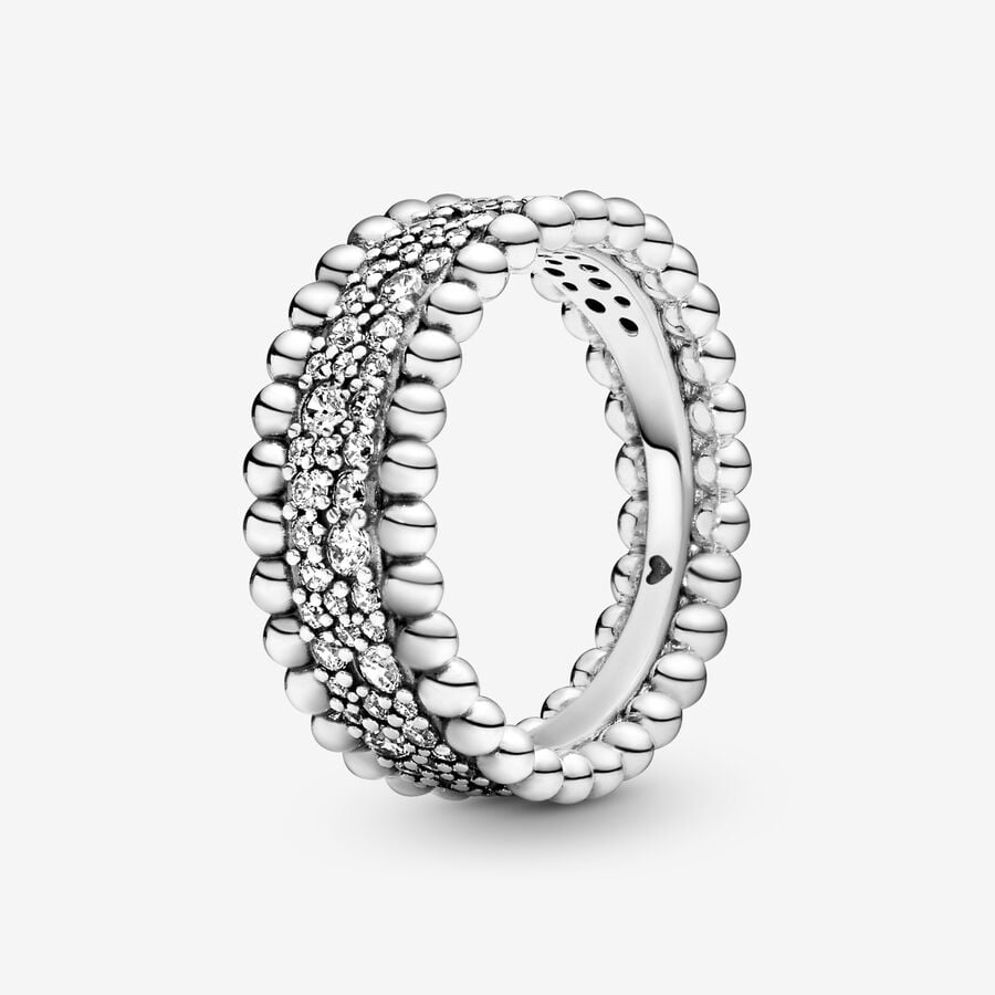 Bande Pandora Beaded Pave Argent | 0793-WVDQT