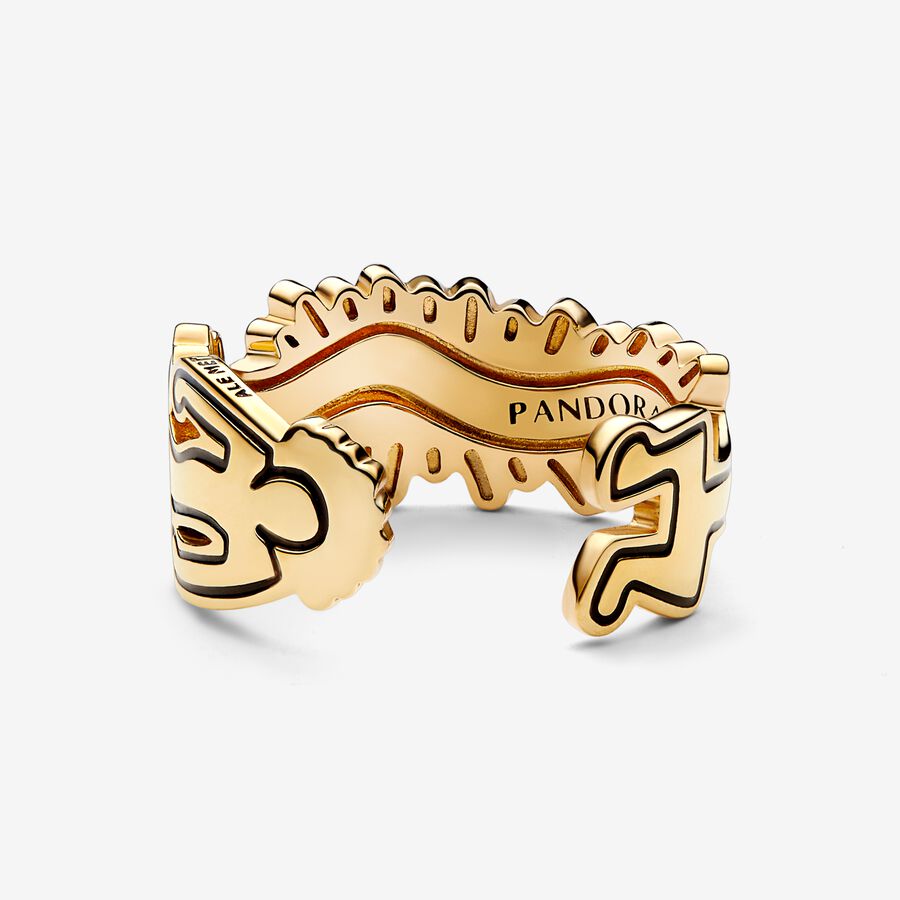 Bande Pandora Keith Haring x Wavy Figure Open Doré | 6854-DIKPB