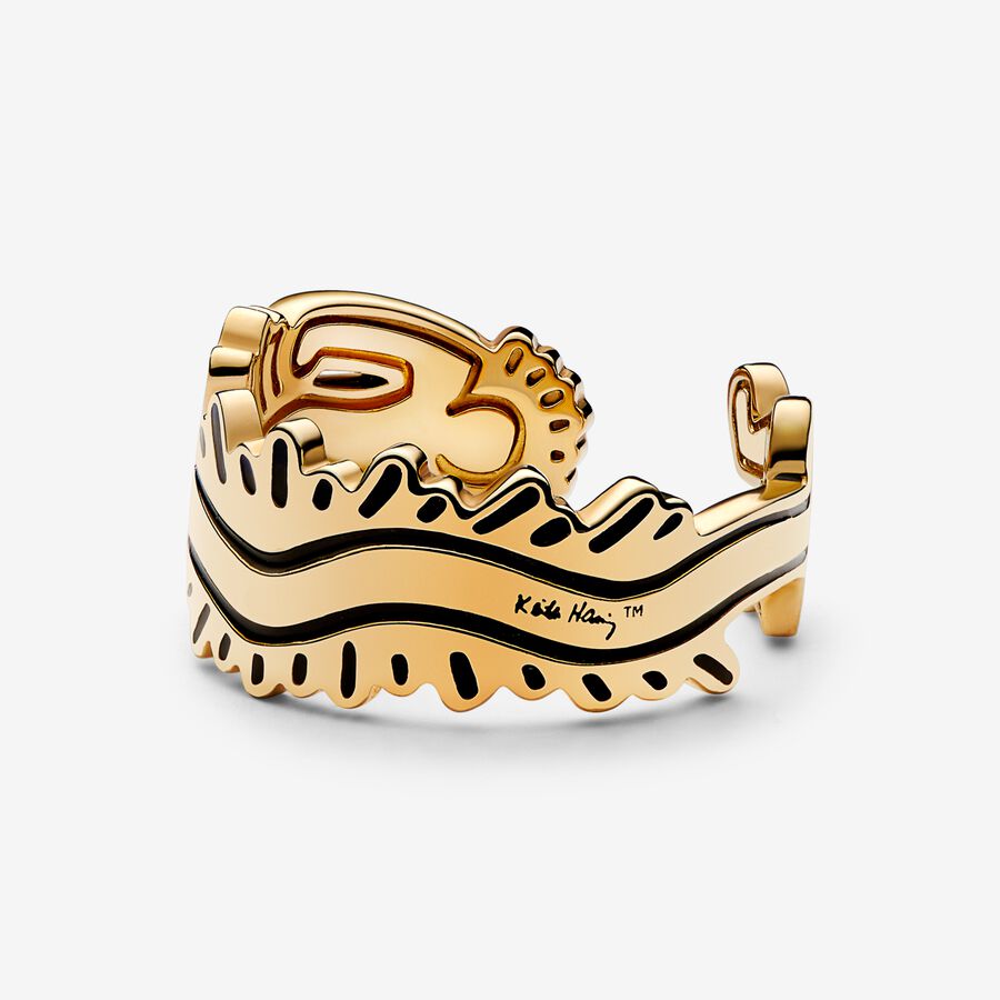 Bande Pandora Keith Haring x Wavy Figure Open Doré | 6854-DIKPB