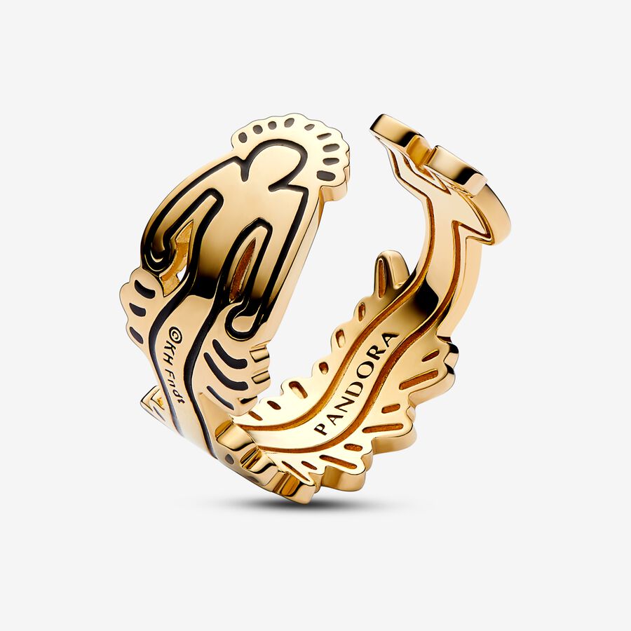 Bande Pandora Keith Haring x Wavy Figure Open Doré | 6854-DIKPB