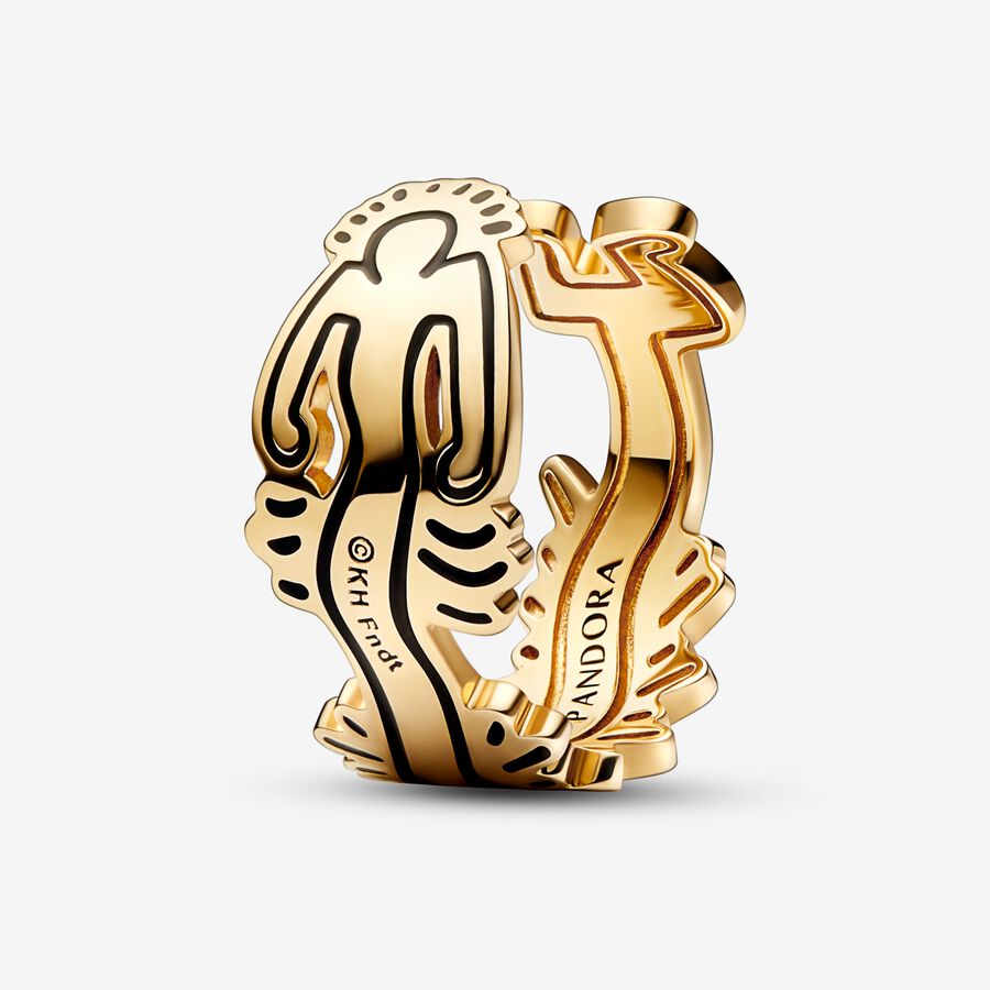 Bande Pandora Keith Haring x Wavy Figure Open Doré | 6854-DIKPB