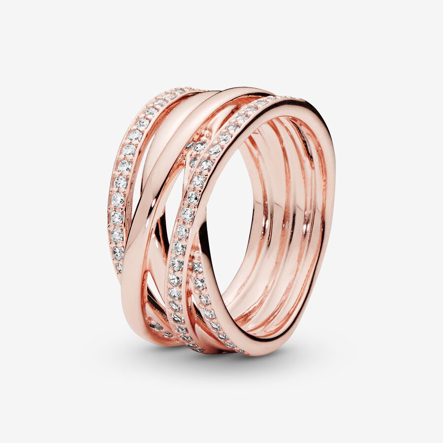 Bande Pandora Sparkling & Polished Lines Rose Doré | 1602-IXLTJ