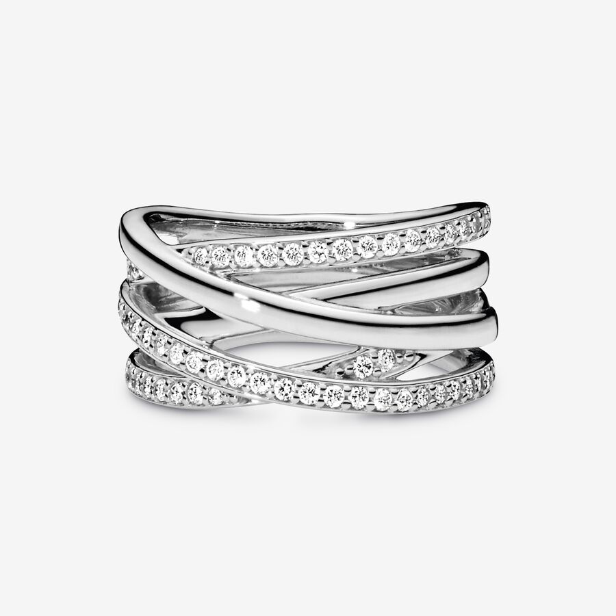 Bande Pandora Sparkling & Polished Lines Argent | 9865-OEZXR