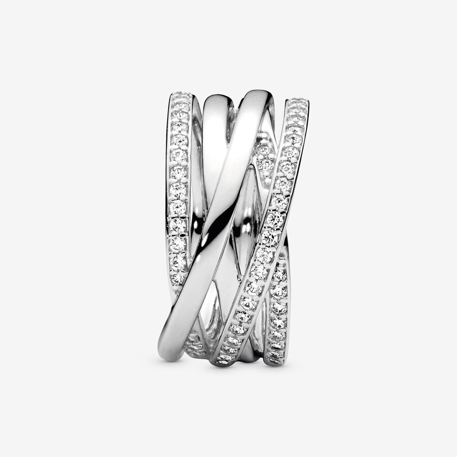 Bande Pandora Sparkling & Polished Lines Argent | 9865-OEZXR