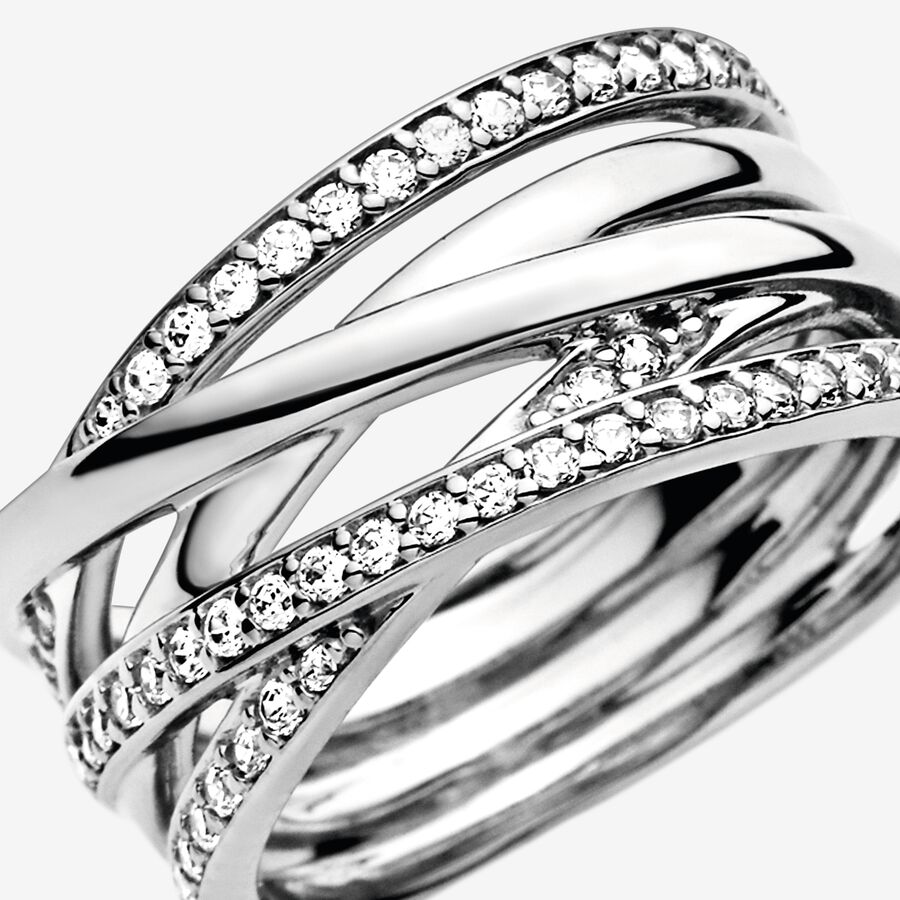 Bande Pandora Sparkling & Polished Lines Argent | 9865-OEZXR