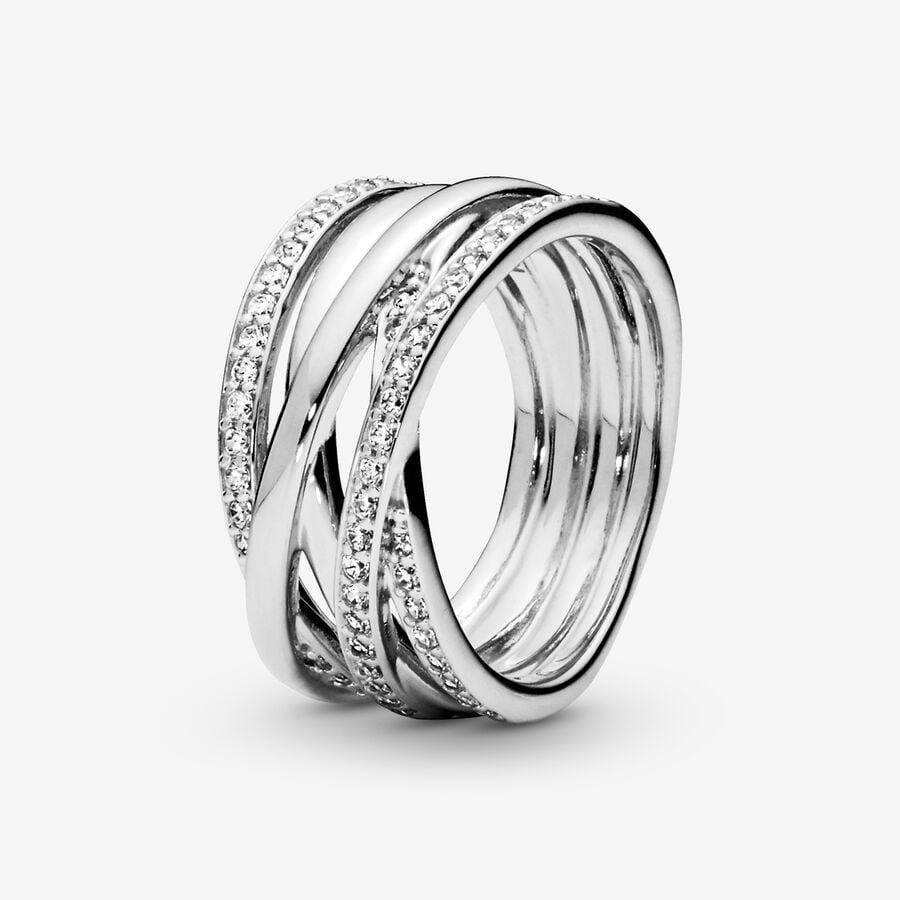 Bande Pandora Sparkling & Polished Lines Argent | 9865-OEZXR