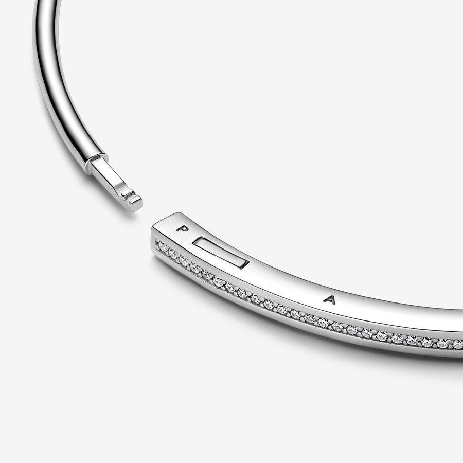 Bracelets Pandora Signature I-D Pave Argent | 9704-TCXEH