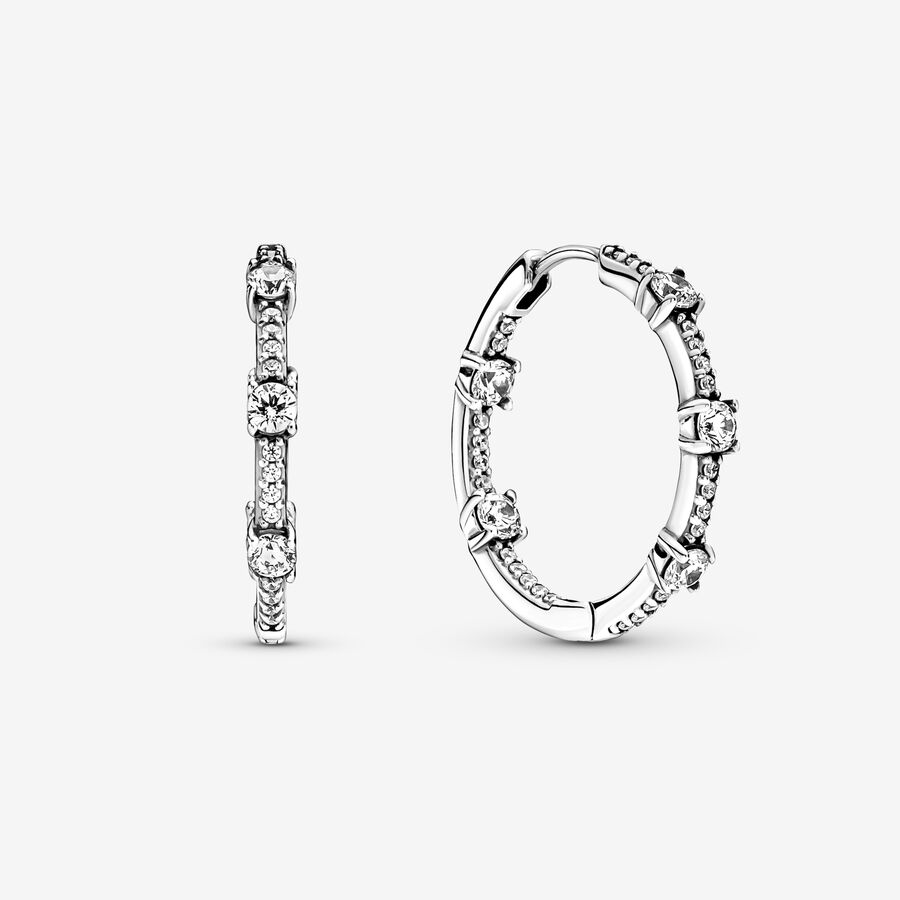 Cerceau Pandora Sparkling Pave Bars Argent | 3598-JFHYD