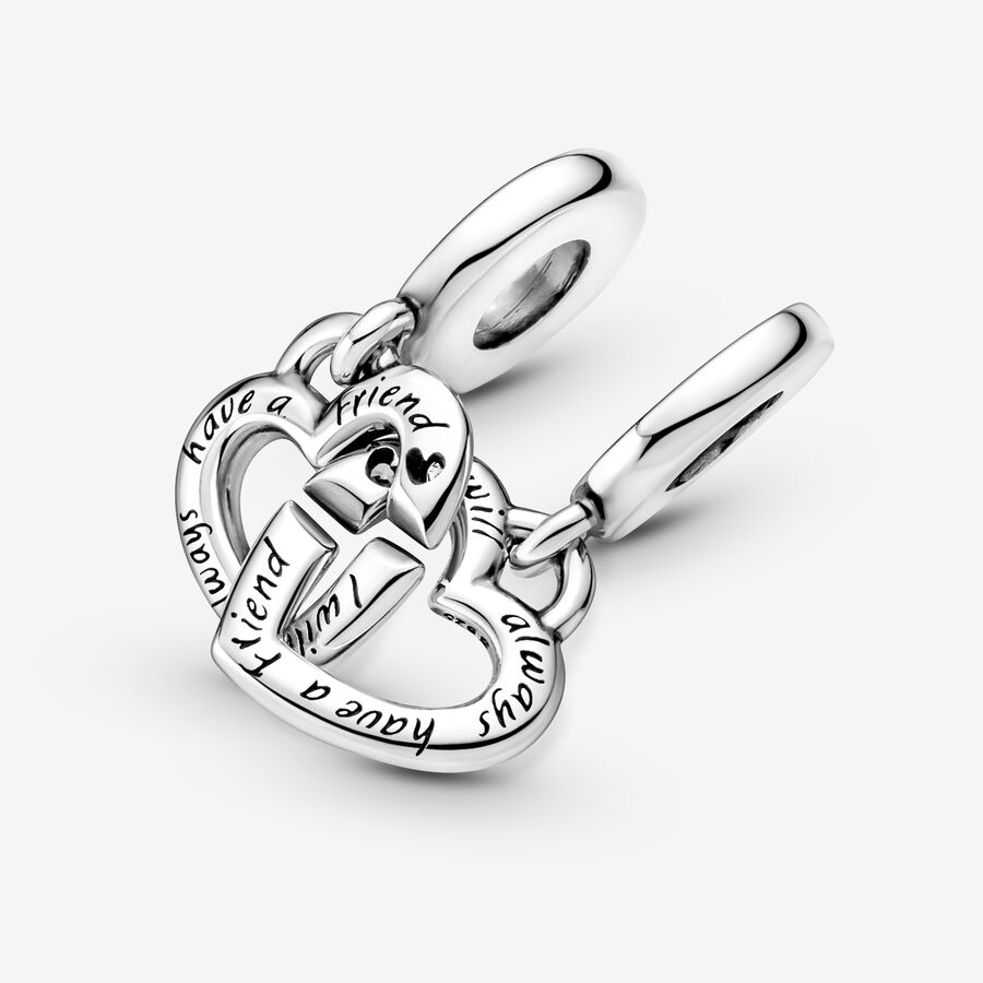 Charmes Pandora Linked Sister Hearts Split Argent | 5730-DYPIC