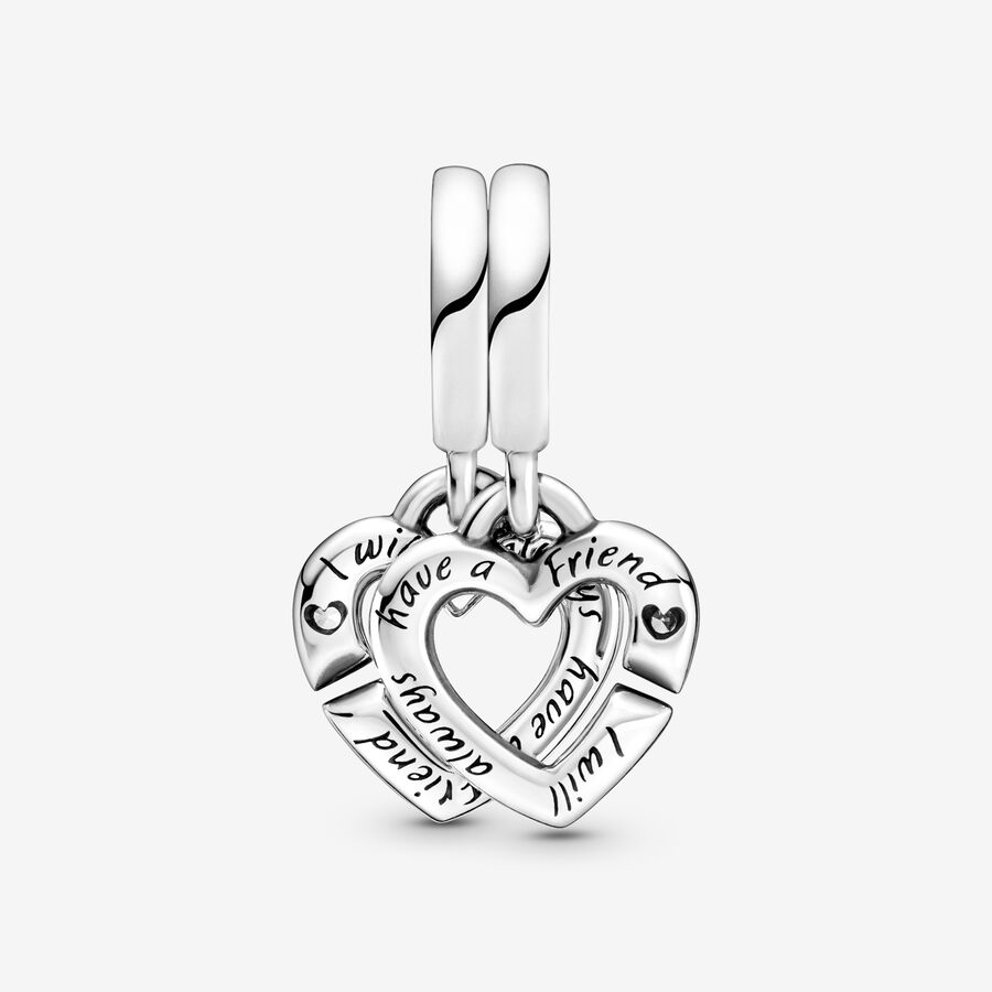 Charmes Pandora Linked Sister Hearts Split Argent | 5730-DYPIC