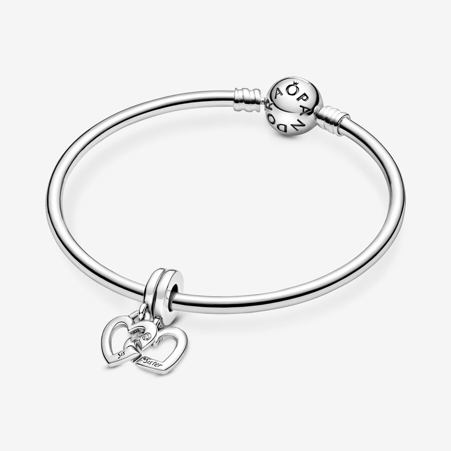 Charmes Pandora Linked Sister Hearts Split Argent | 5730-DYPIC