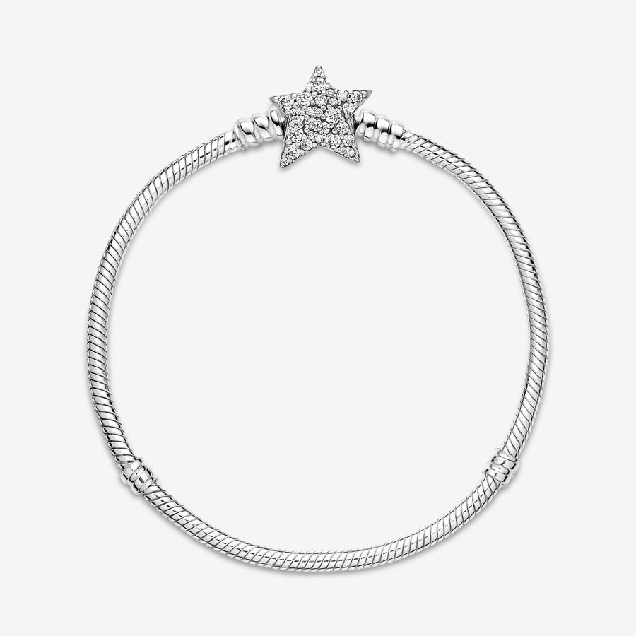 Charmes Pandora Moments Asymmetric Star Clasp Snake Argent | 0193-FBNRO