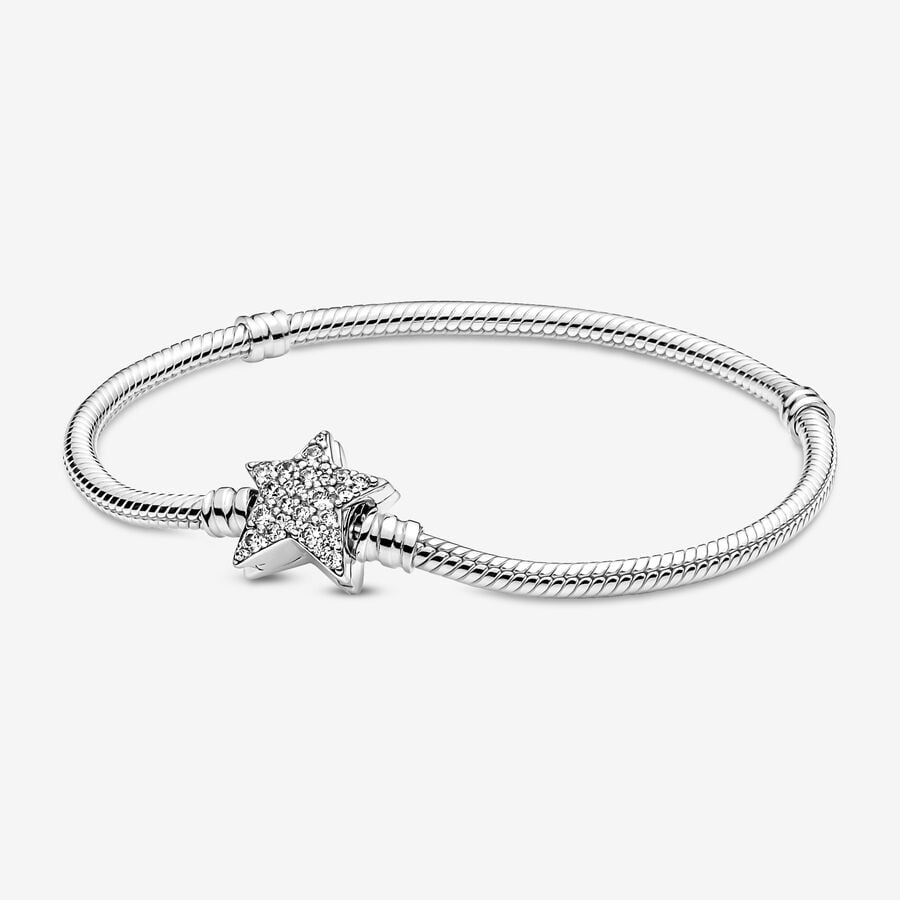 Charmes Pandora Moments Asymmetric Star Clasp Snake Argent | 0193-FBNRO