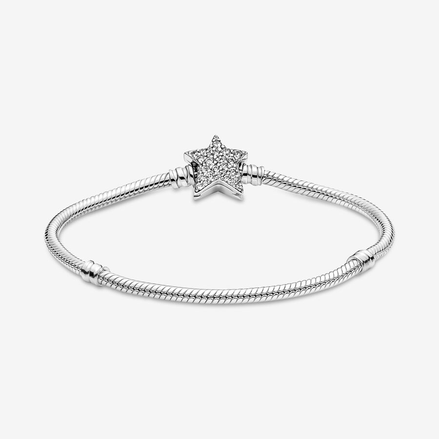 Charmes Pandora Moments Asymmetric Star Clasp Snake Argent | 3054-WGCVM