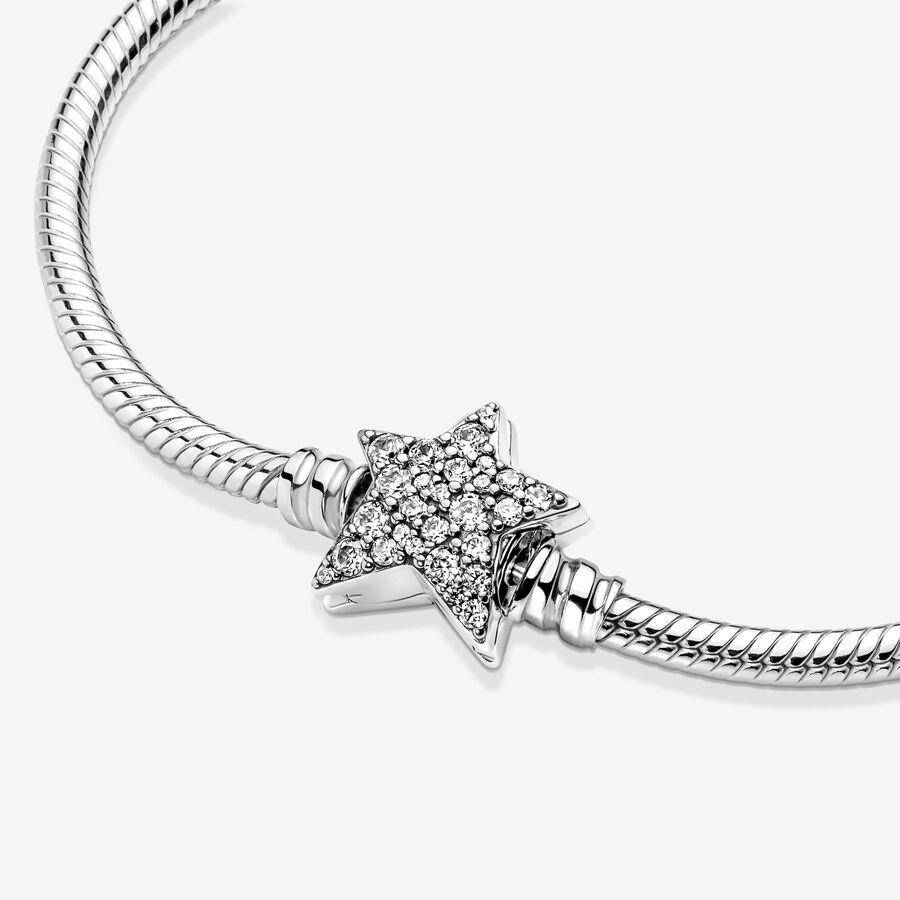 Charmes Pandora Moments Asymmetric Star Clasp Snake Argent | 3054-WGCVM