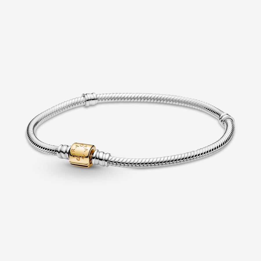 Charmes Pandora Moments Barrel Clasp Snake Two-tone | 3956-SGYBI