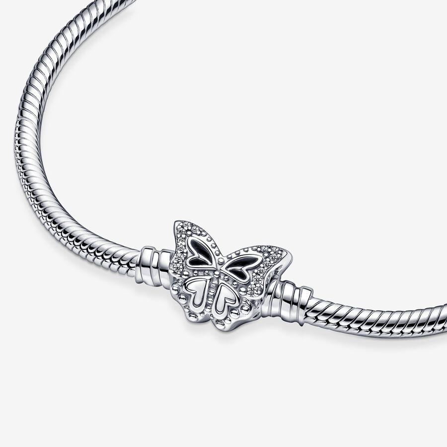 Charmes Pandora Moments Butterfly Clasp Snake Argent | 9730-VHTUE