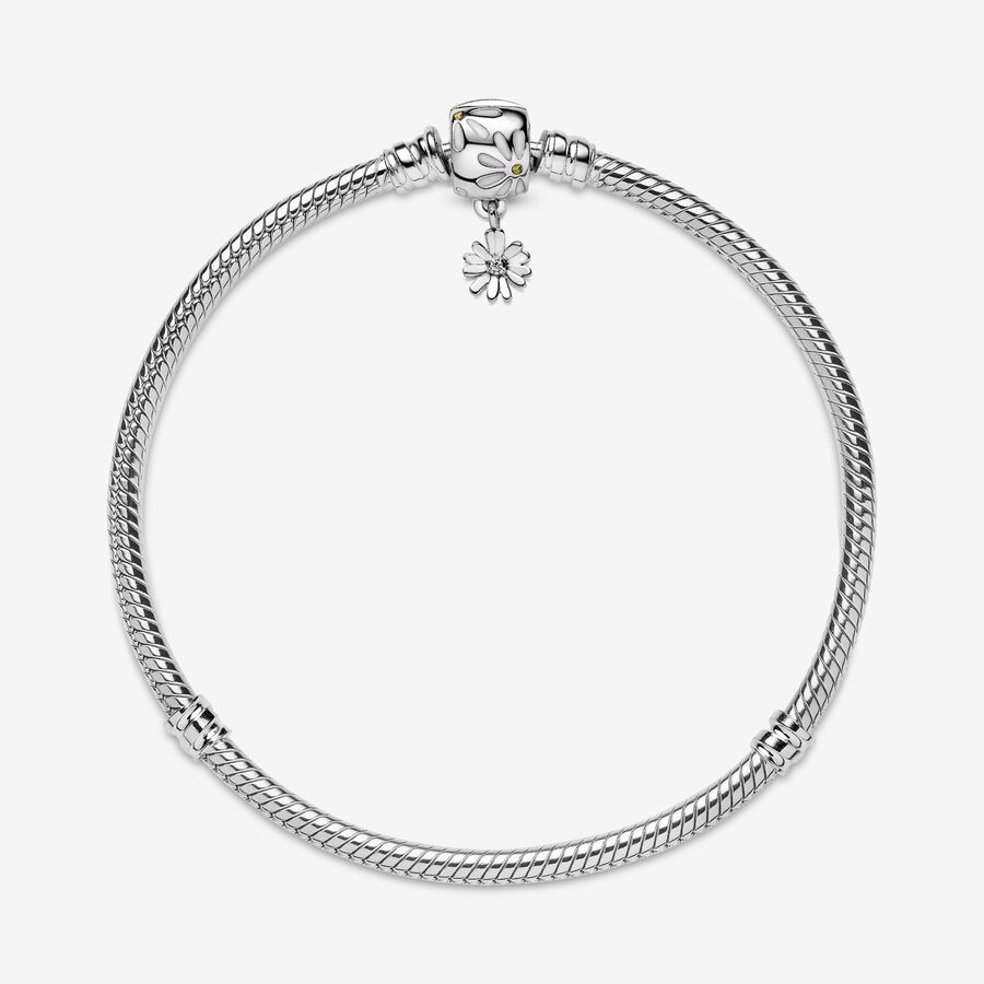 Charmes Pandora Moments Daisy Flower Clasp Snake Argent | 5829-LWBZV