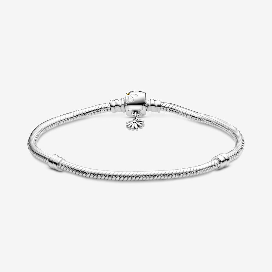 Charmes Pandora Moments Daisy Flower Clasp Snake Argent | 5829-LWBZV