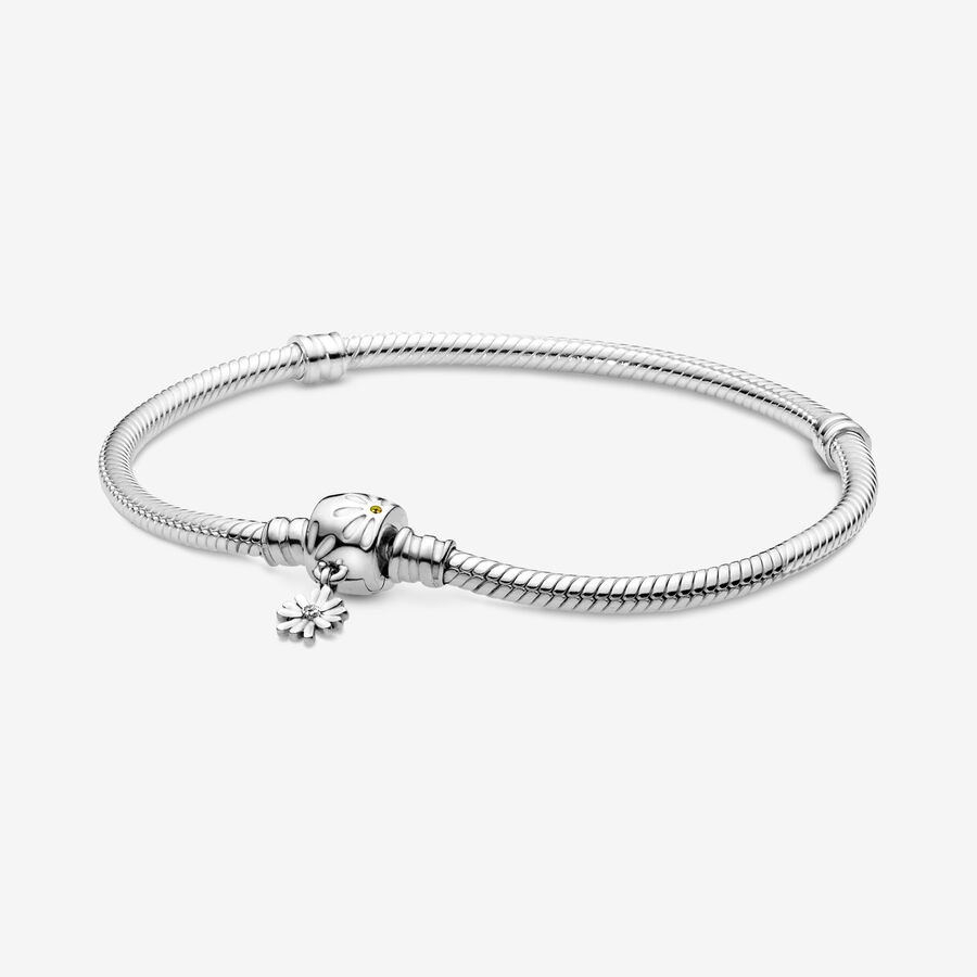 Charmes Pandora Moments Daisy Flower Clasp Snake Argent | 5829-LWBZV