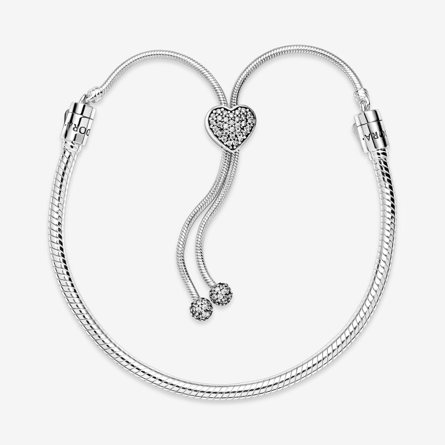 Charmes Pandora Moments Pave Clasp Snake Slider Argent | 4287-KDLYG