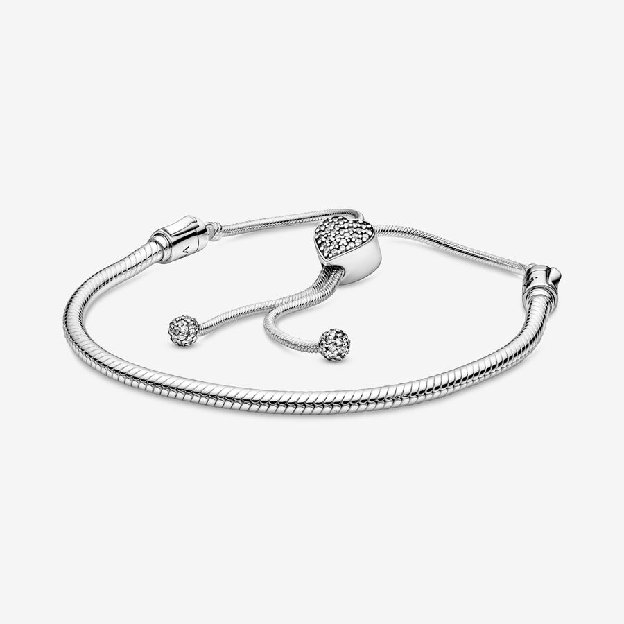 Charmes Pandora Moments Pave Clasp Snake Slider Argent | 4287-KDLYG