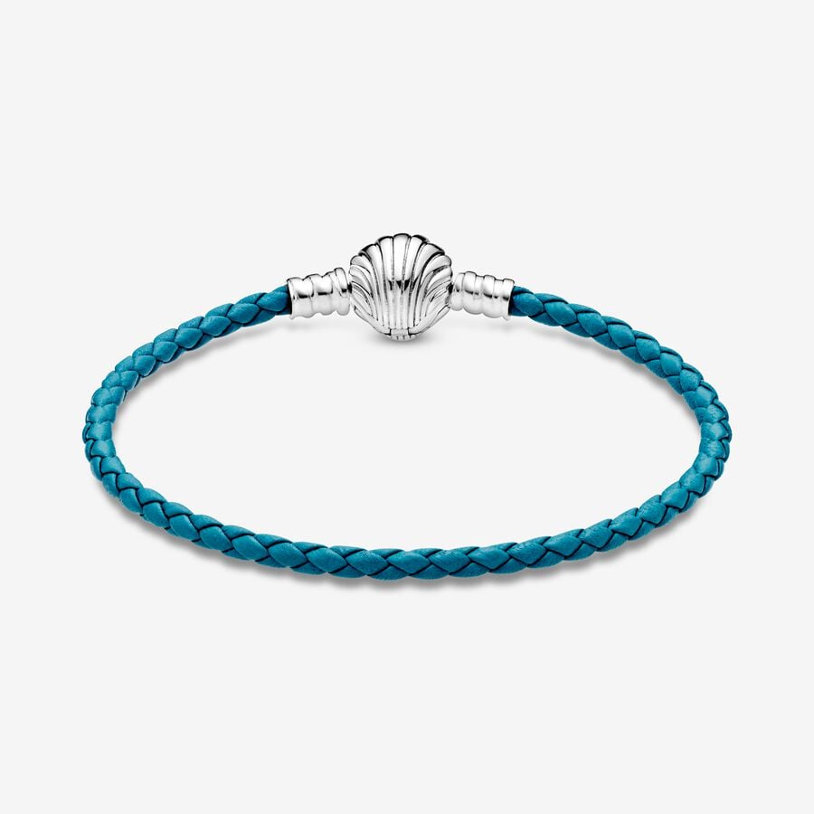 Charmes Pandora Moments Seashell Clasp Turquoise Braided Argent | 7804-FTOMX