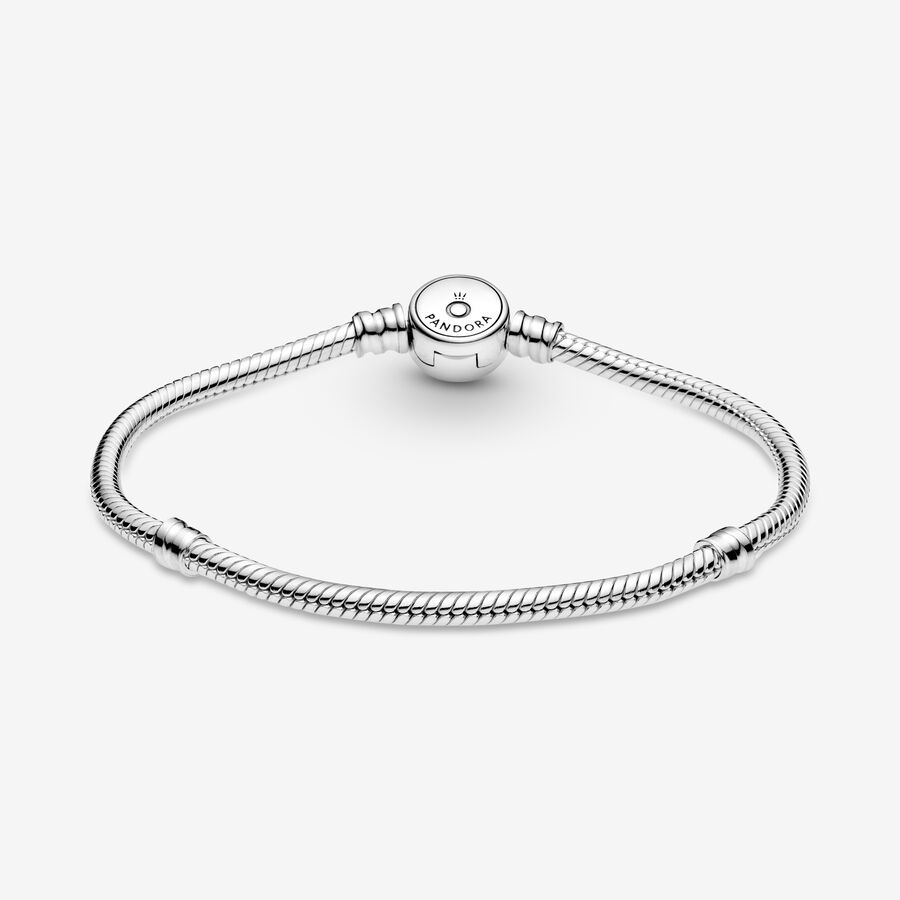 Charmes Pandora Moments Sparkling Blue Disc Clasp Snake Argent | 5210-XHEVZ