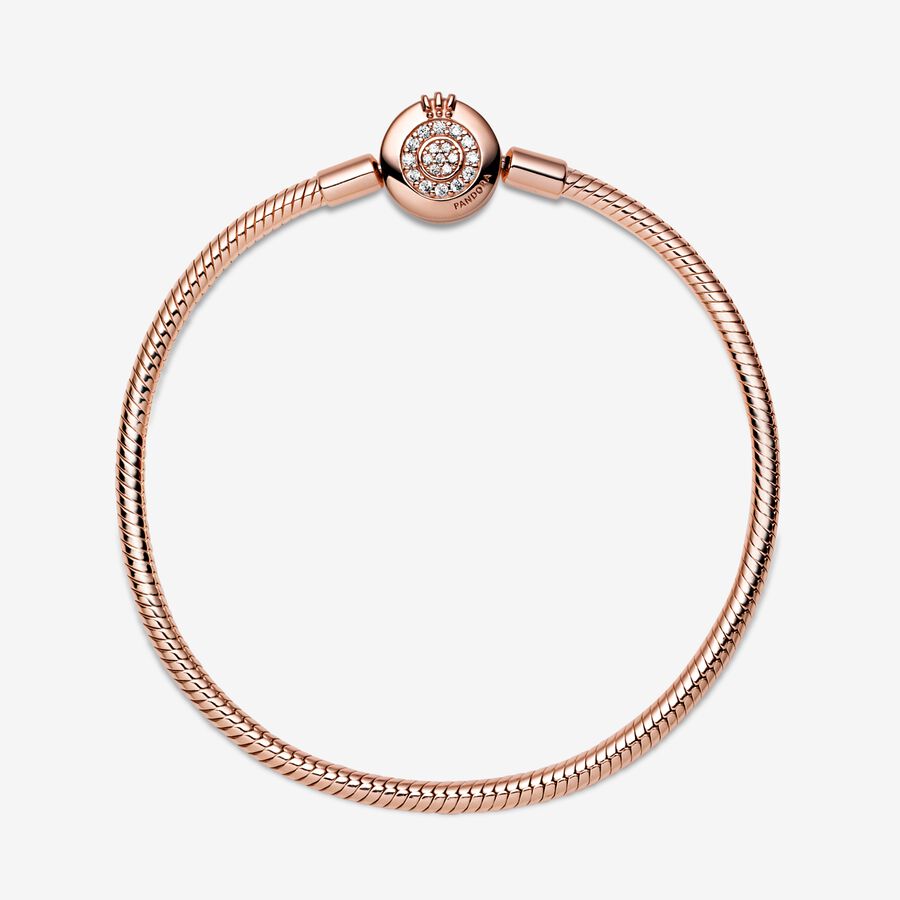 Charmes Pandora Moments Sparkling Crown O Snake Rose Doré | 7350-COIAN