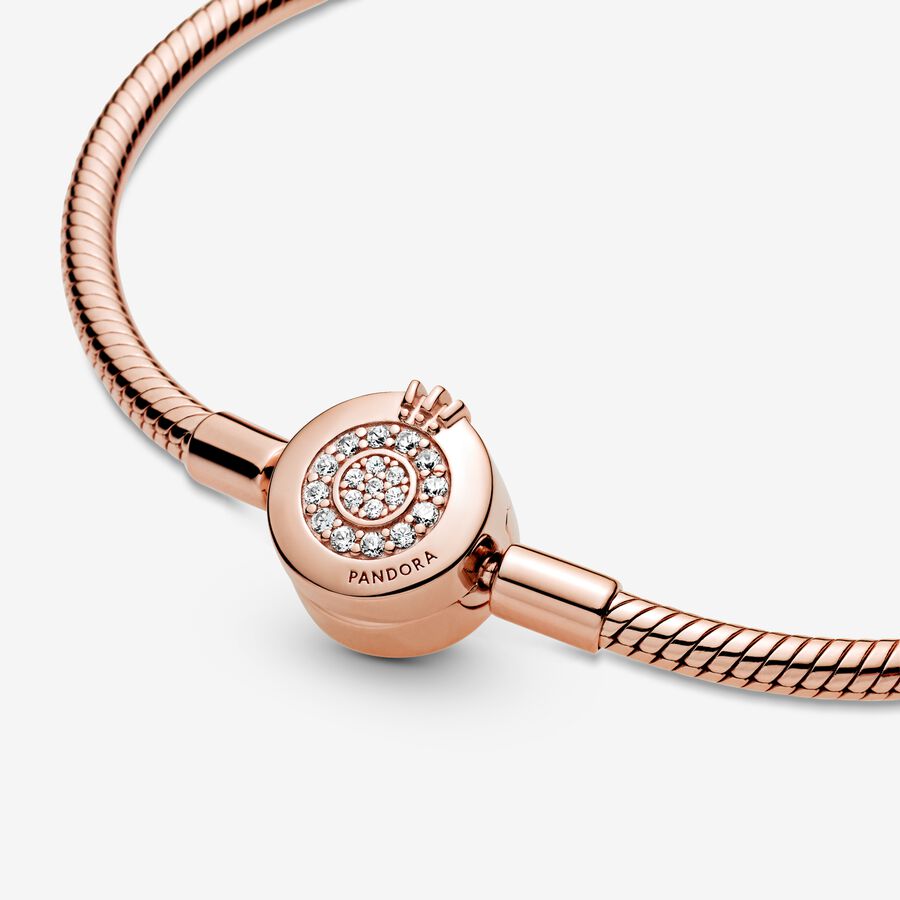 Charmes Pandora Moments Sparkling Crown O Snake Rose Doré | 7350-COIAN