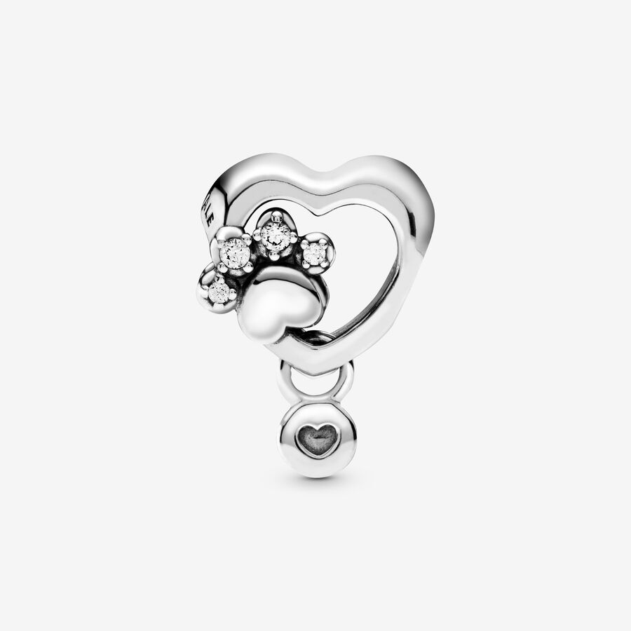 Charmes Pandora Sparkling Paw Print & Argent | 6970-CUETF