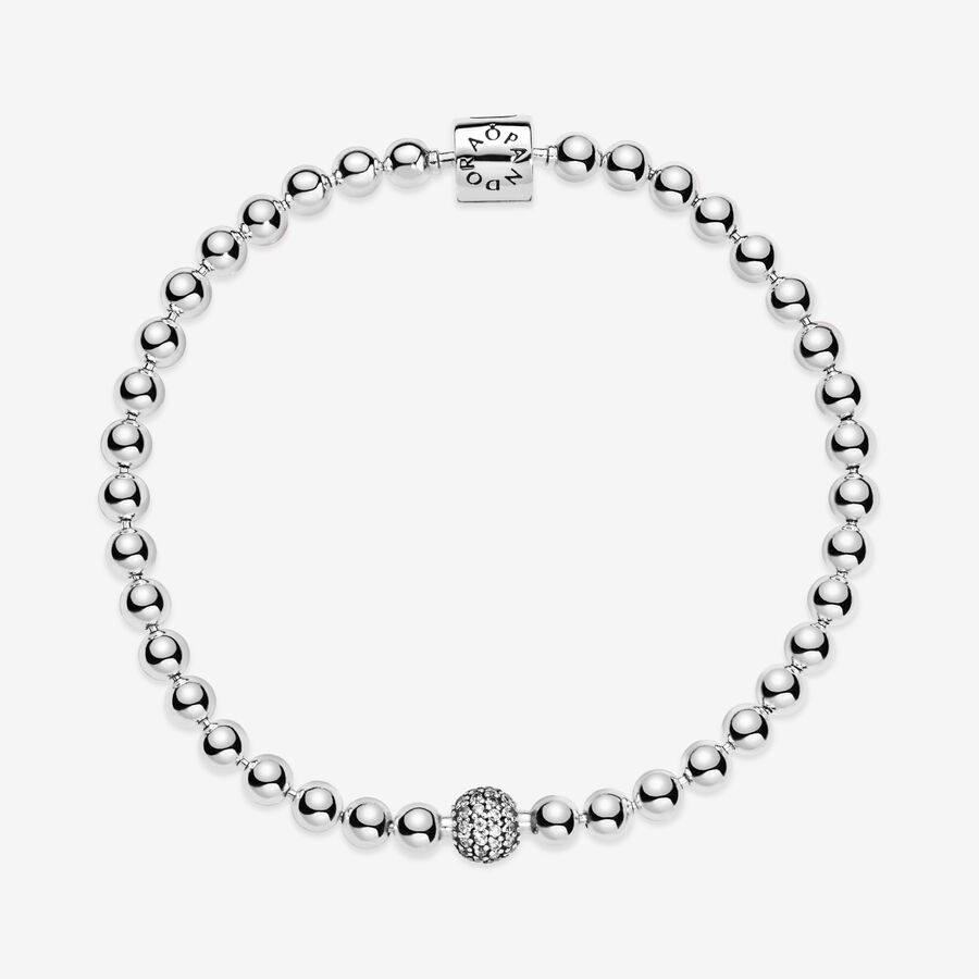 Chaîne Pandora Beads & Pave Argent | 7628-COSRB