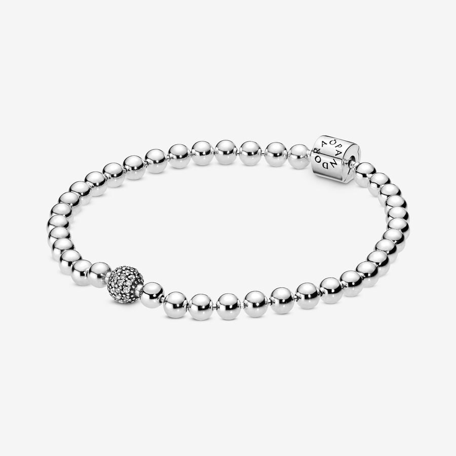 Chaîne Pandora Beads & Pave Argent | 7628-COSRB