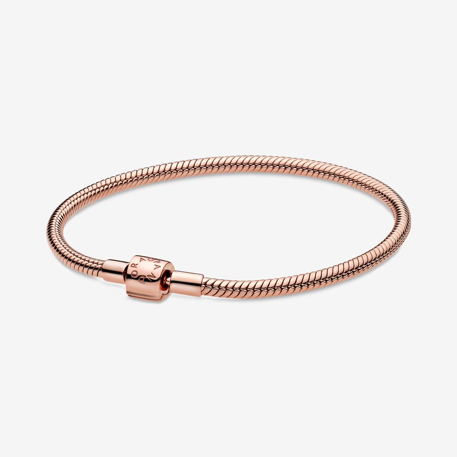 Chaîne Pandora Moments Barrel Clasp Snake Rose Doré | 2518-LRTHU