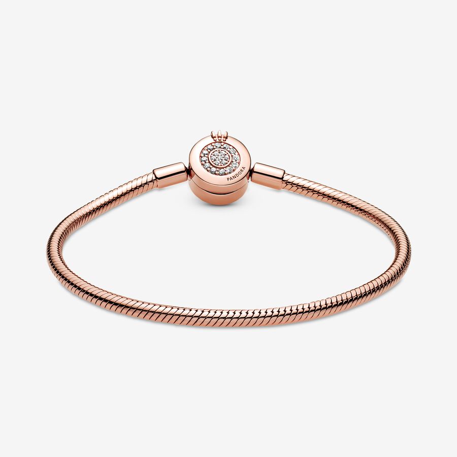 Chaîne Pandora Moments Sparkling Crown O Snake Rose Doré | 5809-FILGW