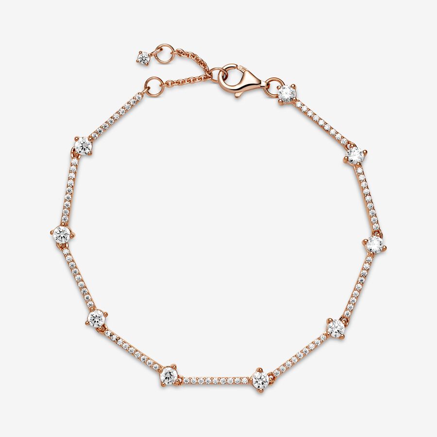 Chaîne Pandora Sparkling Pave Bars Rose Doré | 5473-WZHSK