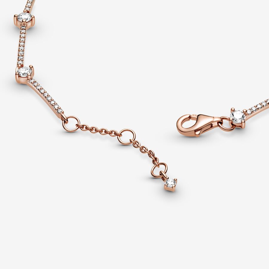 Chaîne Pandora Sparkling Pave Bars Rose Doré | 5473-WZHSK