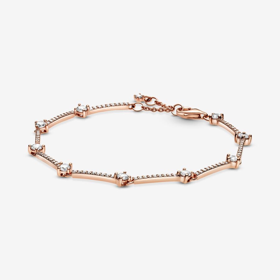 Chaîne Pandora Sparkling Pave Bars Rose Doré | 5473-WZHSK