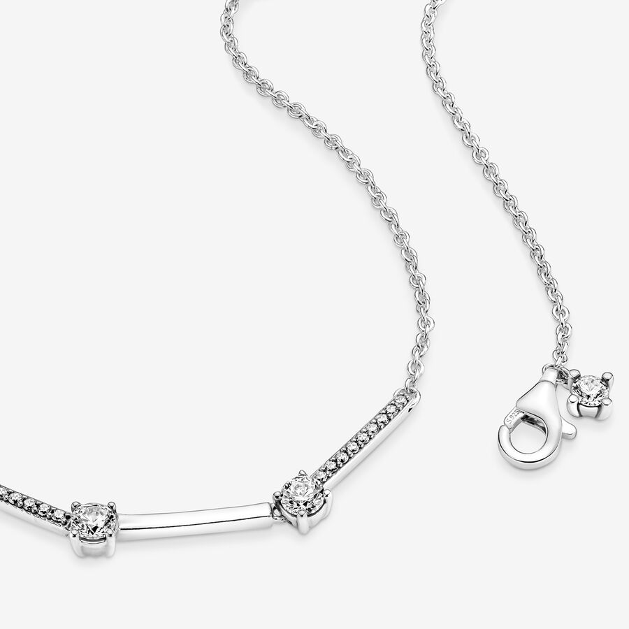 Chaîne Pandora Sparkling Pave Collier Bars Argent | 0659-XCDVU