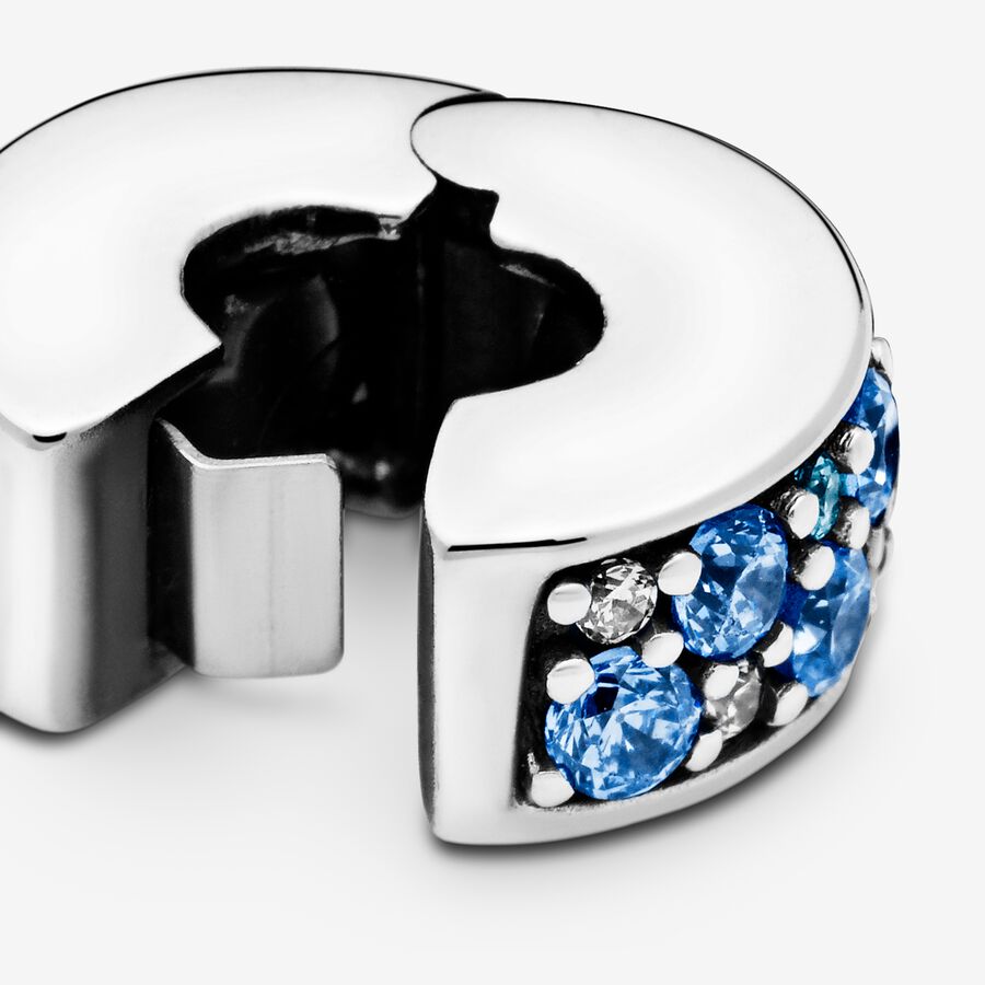 Clips Pandora Blue Pave Clip Argent | 5032-KYWOZ