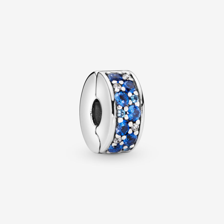 Clips Pandora Blue Pave Clip Argent | 5032-KYWOZ