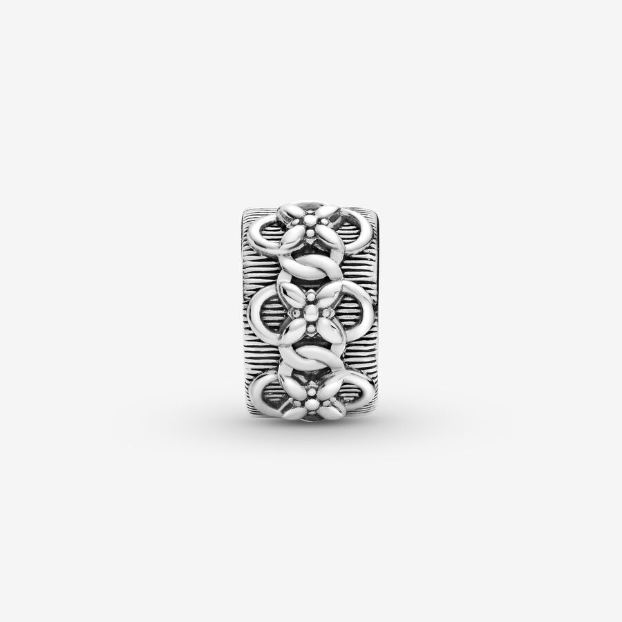 Clips Pandora Flower Pattern Clip Argent | 2185-LFQSH