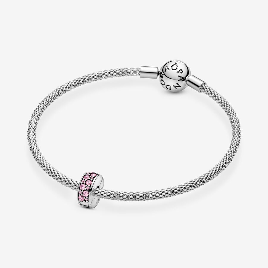 Clips Pandora Pink Pave Clip Argent | 9718-TNXFZ