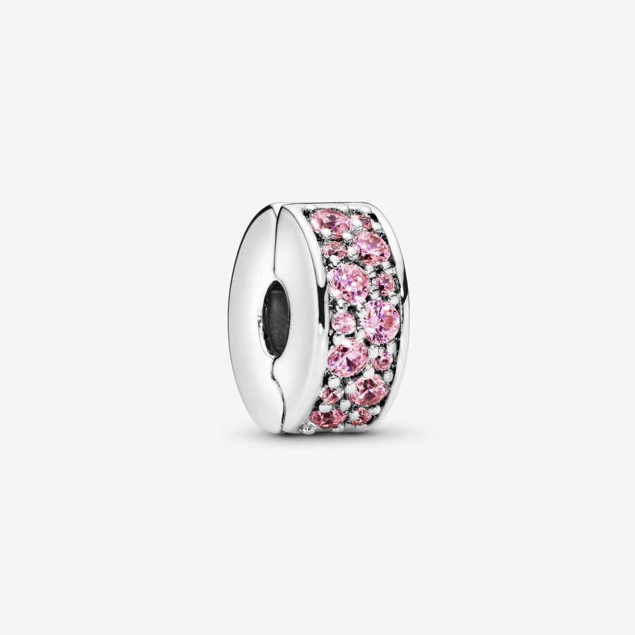 Clips Pandora Pink Pave Clip Argent | 9718-TNXFZ