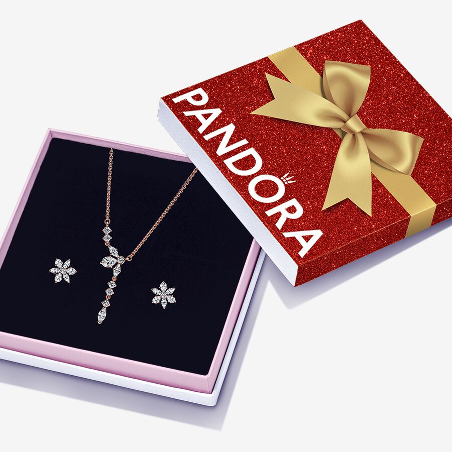 Collier Et Boucles D\'oreilles Ensembles Pandora Sparkling Snowflake Gift Multicolore | 2853-ISVOT