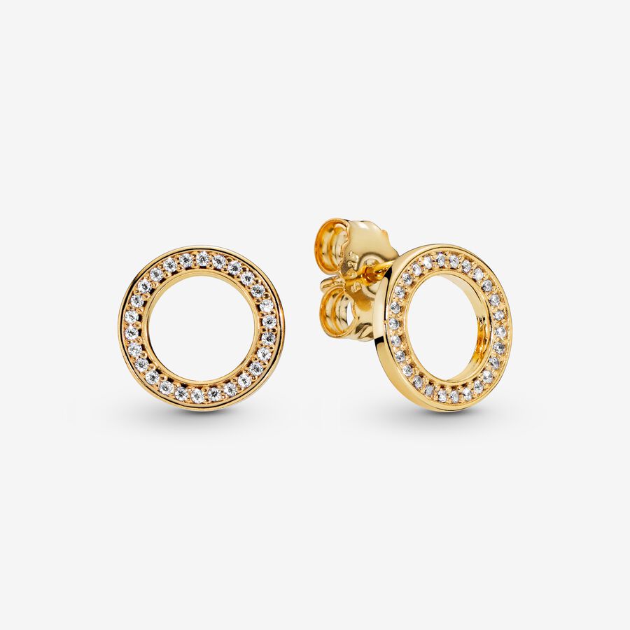 Collier Et Boucles D'oreilles Ensembles Pandora Golden Pave Circle Multicolore | 4598-MVCOD