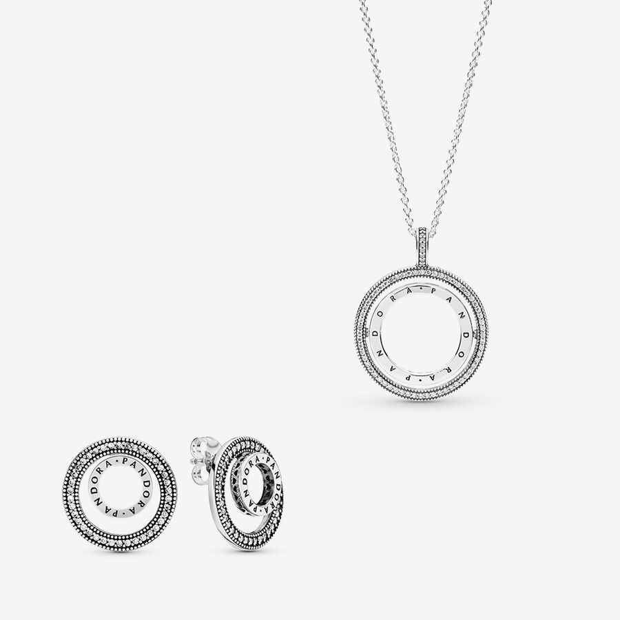 Collier Et Boucles D\'oreilles Ensembles Pandora Logo Circle Multicolore | 8250-DWKSF