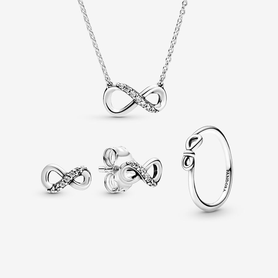 Collier Et Boucles D\'oreilles Ensembles Pandora Infinite Love Argent | 8612-QBLOJ